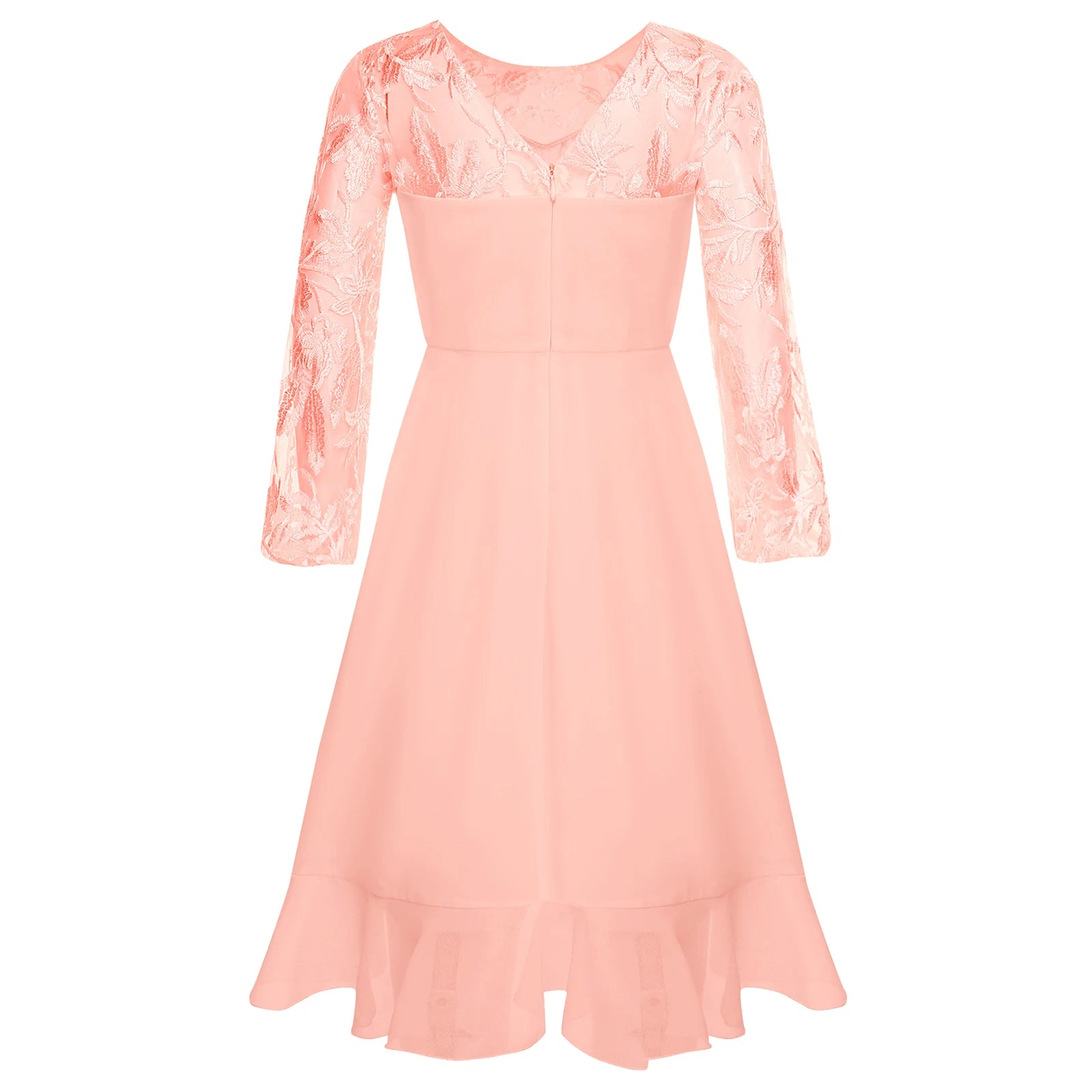 Girls Chiffon Long Sleeve High Waist Mesh Embroidery Dress (Age 8-16 YRS)