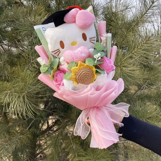 Sanrio Graduation Plush Flower Gift Bouquet – My Melody, Kuromi & Cinnamoroll