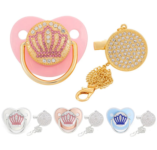 Baby Rhinestone Bling Pacifier Dummy Clip