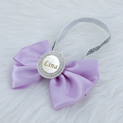 Baby Girls Personalised Rhinestone Headband (Age Newborn - 24M) Light Purple