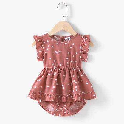 Mother & Daughter Matching Pink Cross Wrap V Neck Dress (Mommy & Me)