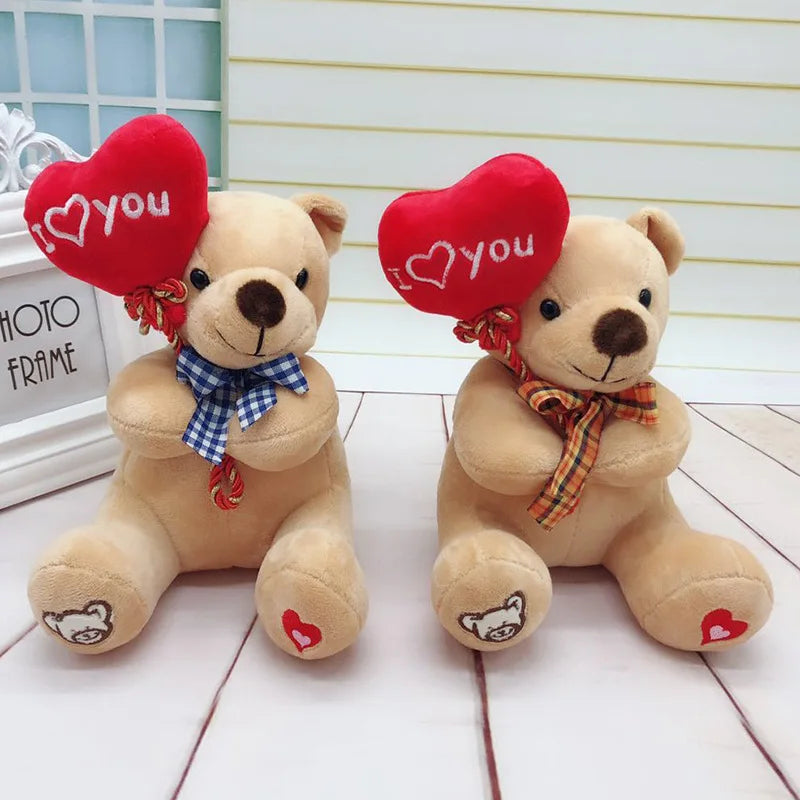 18cm Teddy Bear Holding Heart Plush Toys Stuffed Animals Kids Toys Soothing Toys Valentine's Day Christmas Birthday Gifts