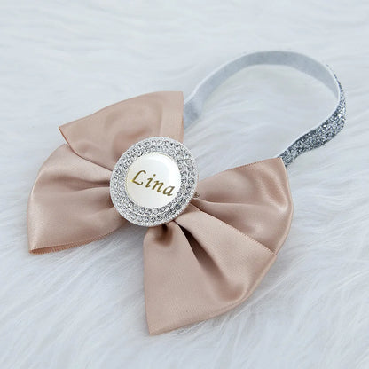 Baby Girls Personalised Rhinestone Headband (Age Newborn - 24M) Champagne