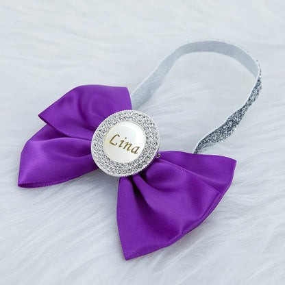 Baby Girls Personalised Rhinestone Headband (Age Newborn - 24M) Purple