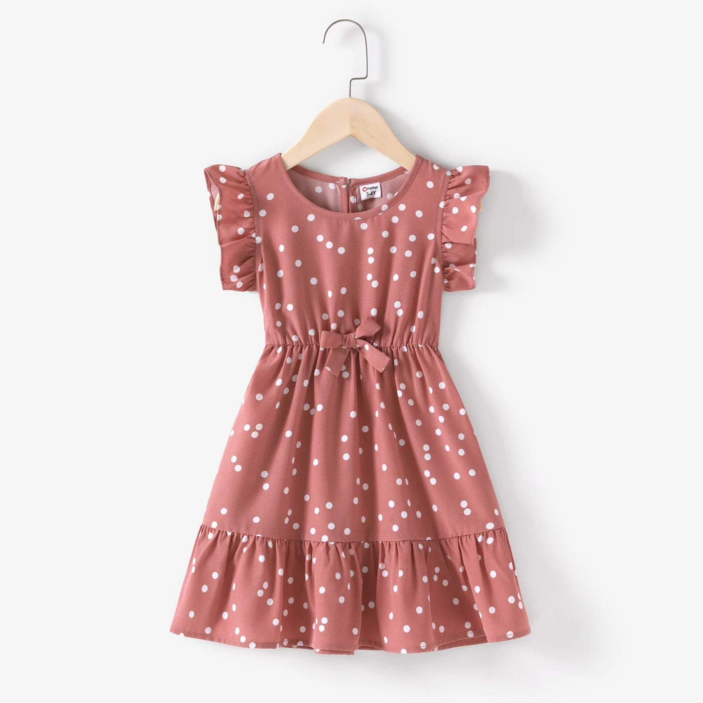 Mother & Daughter Matching Pink Cross Wrap V Neck Dress (Mommy & Me)
