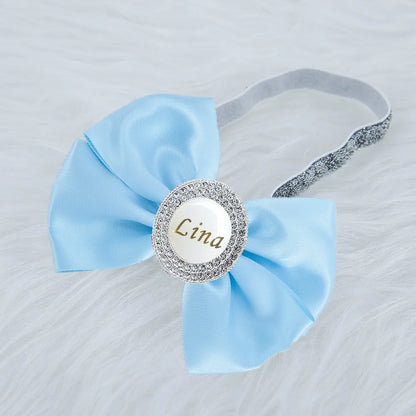 Baby Girls Personalised Rhinestone Headband (Age Newborn - 24M) Blue