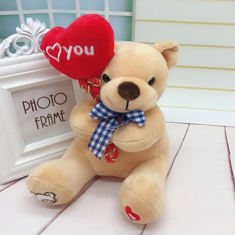 18cm Teddy Bear Holding Heart Plush Toys Stuffed Animals Kids Toys Soothing Toys Valentine's Day Christmas Birthday Gifts