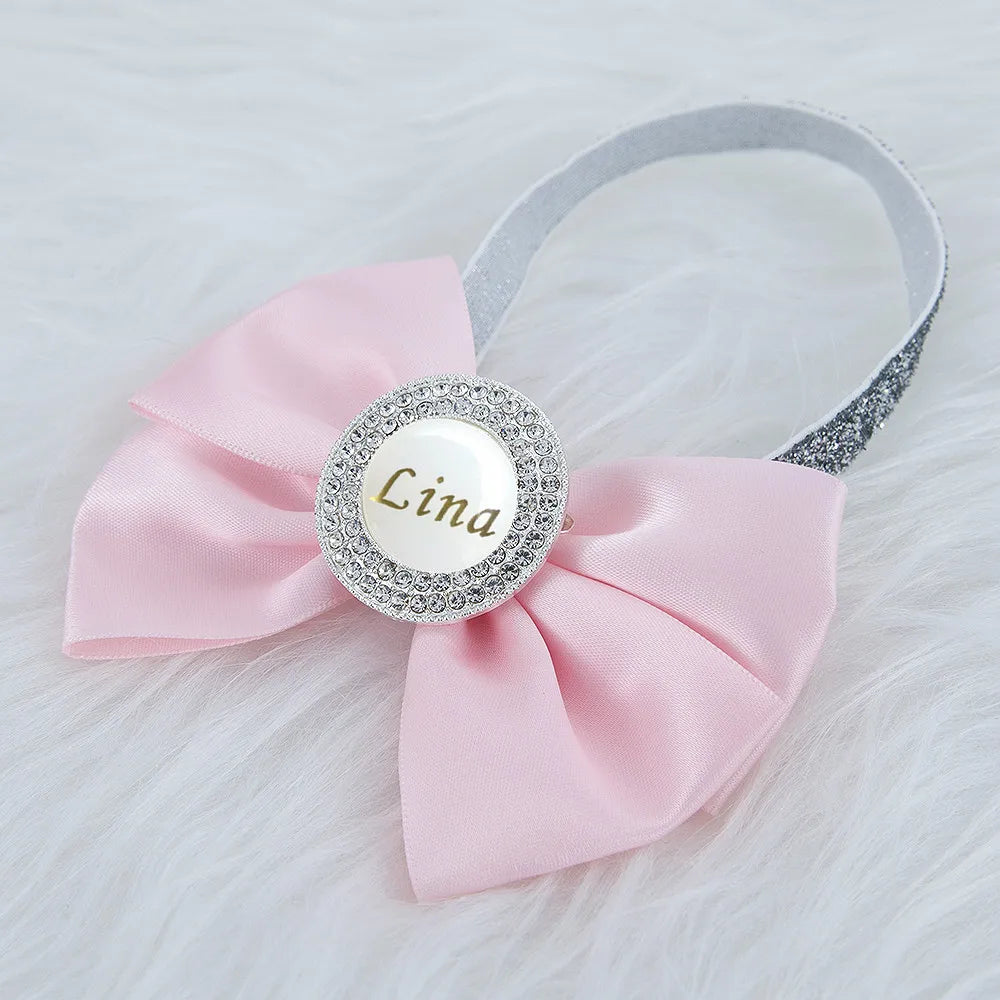 Baby Girls Personalised Rhinestone Headband (Age Newborn - 24M) Pink