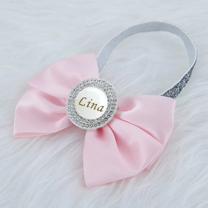 Baby Girls Personalised Rhinestone Headband (Age Newborn - 24M) Pink