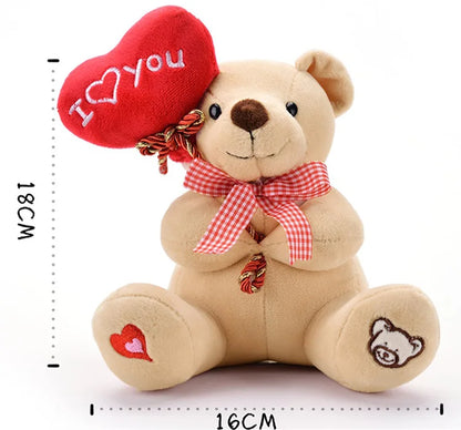 18cm Teddy Bear Holding Heart Plush Toys Stuffed Animals Kids Toys Soothing Toys Valentine's Day Christmas Birthday Gifts