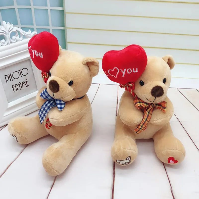 18cm Teddy Bear Holding Heart Plush Toys Stuffed Animals Kids Toys Soothing Toys Valentine's Day Christmas Birthday Gifts