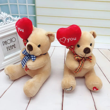 18cm Teddy Bear Holding Heart Plush Toys Stuffed Animals Kids Toys Soothing Toys Valentine's Day Christmas Birthday Gifts
