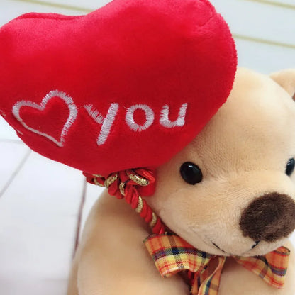 18cm Teddy Bear Holding Heart Plush Toys Stuffed Animals Kids Toys Soothing Toys Valentine's Day Christmas Birthday Gifts