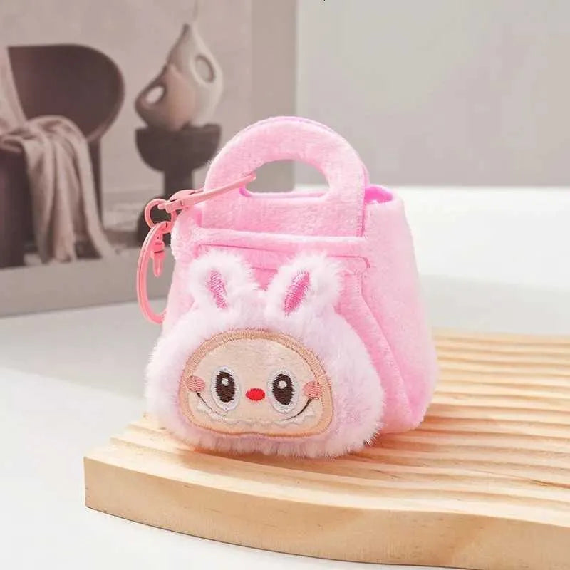 Labubu The Monsters – Keychain Coin Purse | Plush Storage Bag & Backpack Hanging Decoration Pink