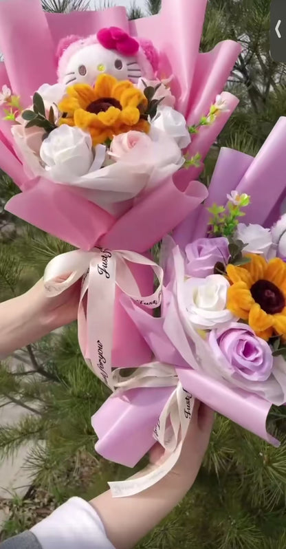 Sanrio Plush Flower Gift Bouquet – Hello Kitty, My Melody & Cinnamoroll | 35cm Kawaii Arrangement