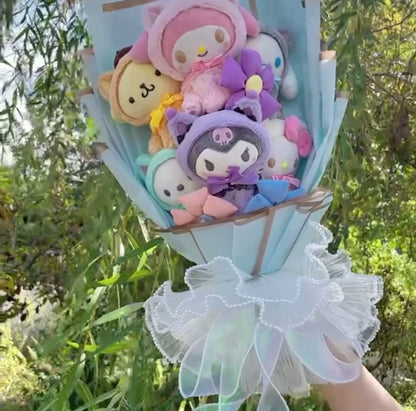 Sanrio Plush Flower Gift Bouquet – My Melody, Kuromi & Cinnamoroll | in Gift Box