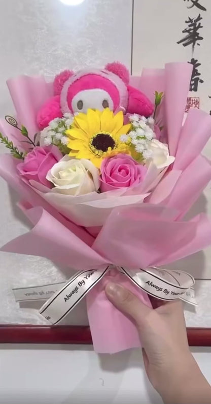 Sanrio Plush Flower Gift Bouquet – My Melody, Kuromi & Cinnamoroll | 40cm in Gift Box