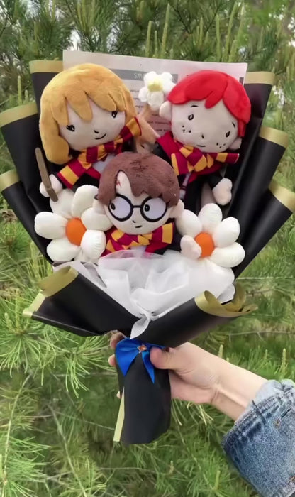 Harry Potter Plush Bouquet | Handmade Wizarding World Stuffed Doll Flower Arrangement