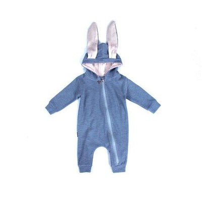 Baby Rabbit Ear Hooded Jumpsuit (6m-18m) Blue