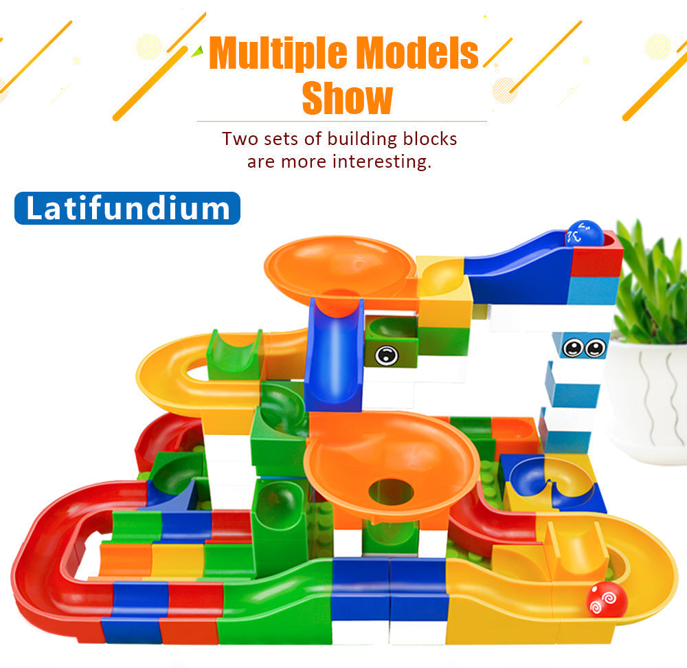 52 Piece Colourful Construction Marble Run Set