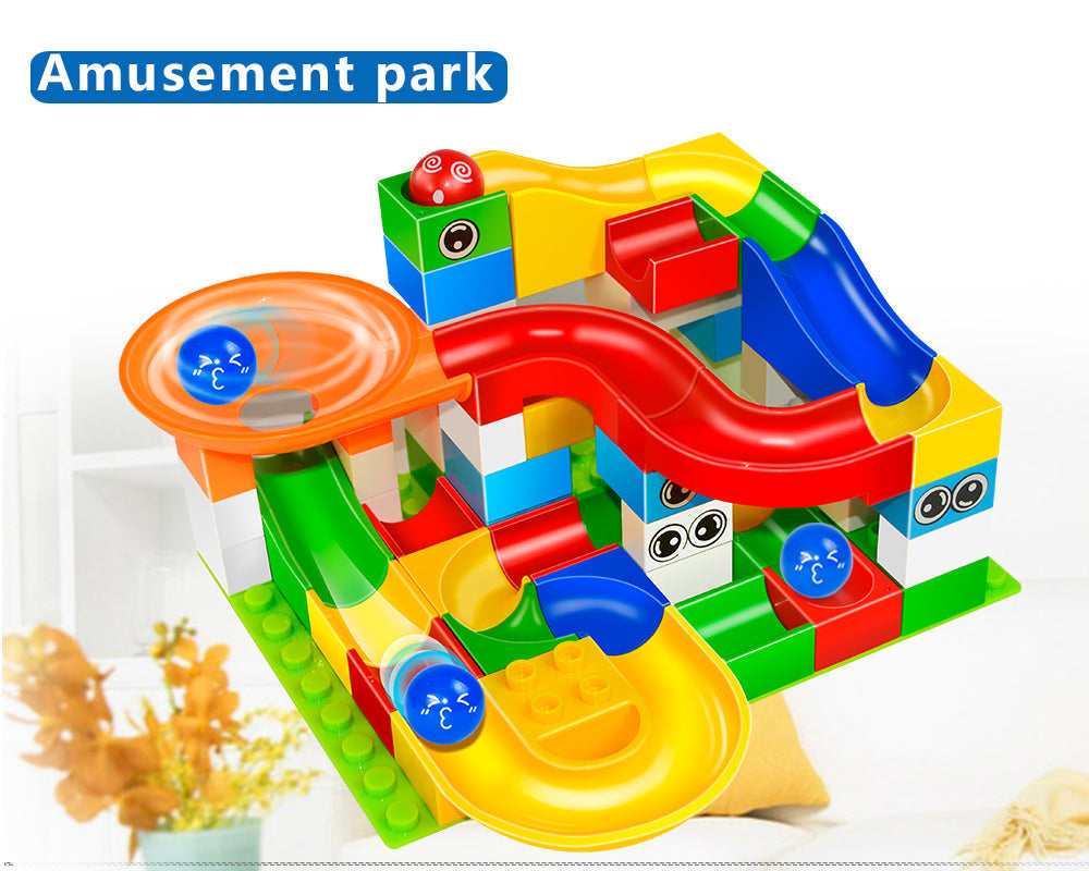 52 Piece Colourful Construction Marble Run Set