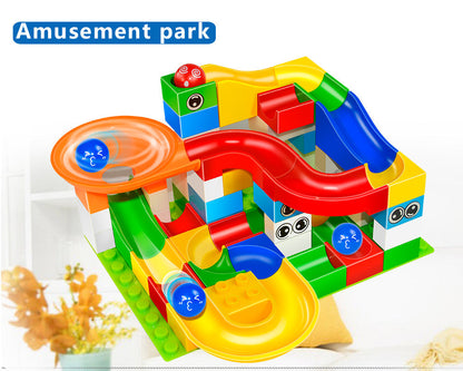 52 Piece Colourful Construction Marble Run Set