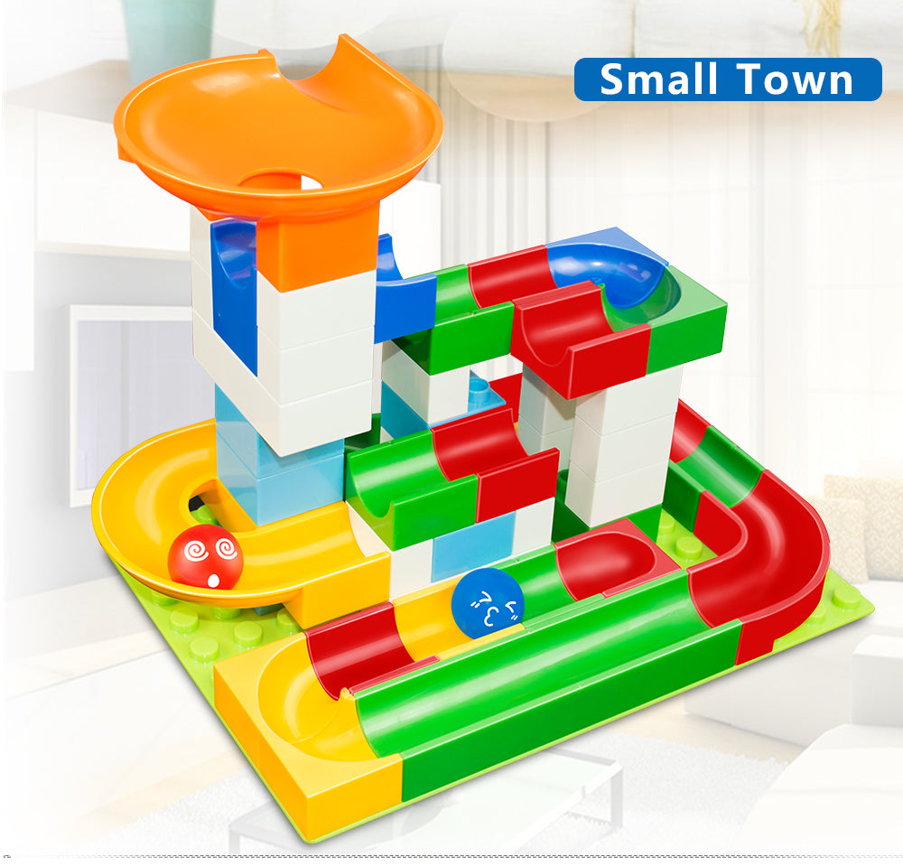 52 Piece Colourful Construction Marble Run Set