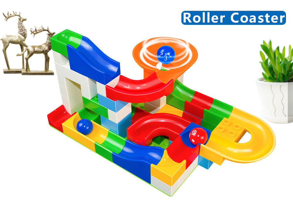 52 Piece Colourful Construction Marble Run Set