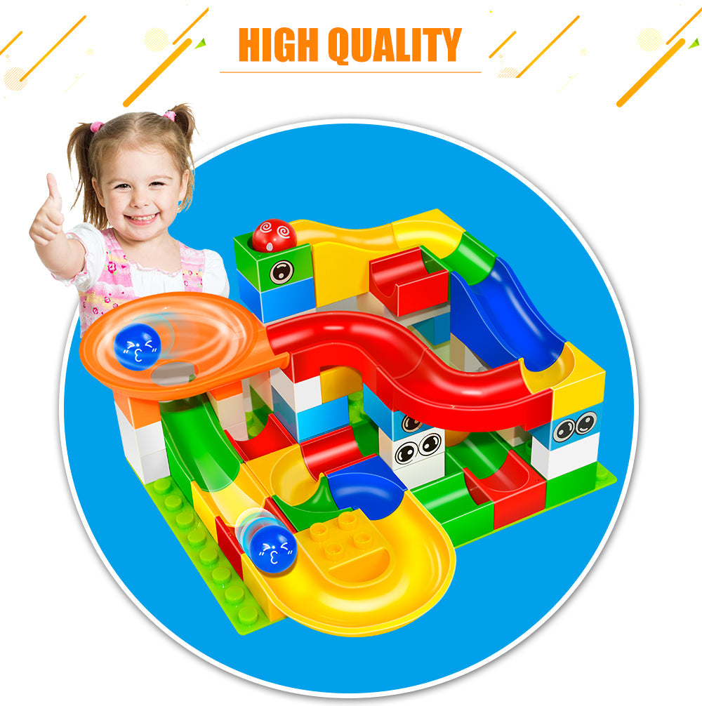 52 Piece Colourful Construction Marble Run Set