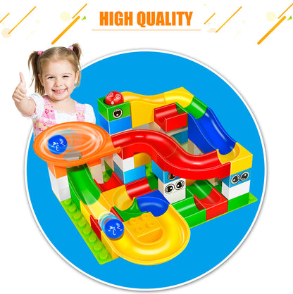 52 Piece Colourful Construction Marble Run Set