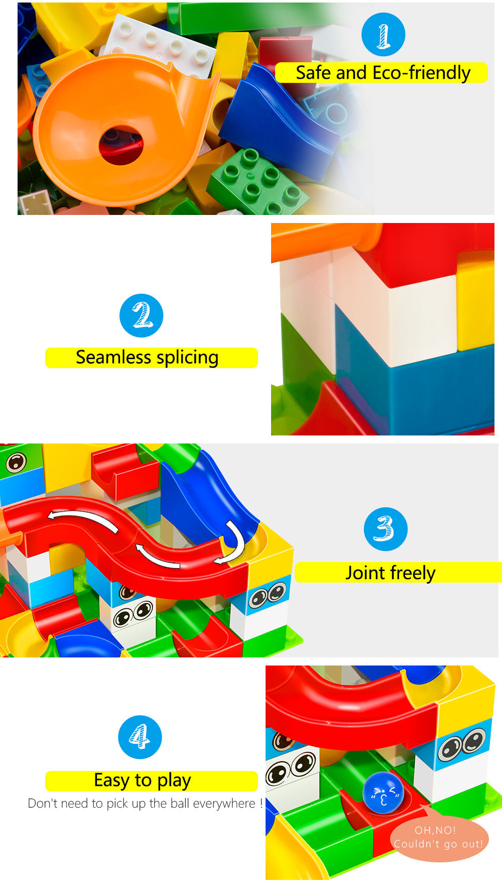 52 Piece Colourful Construction Marble Run Set