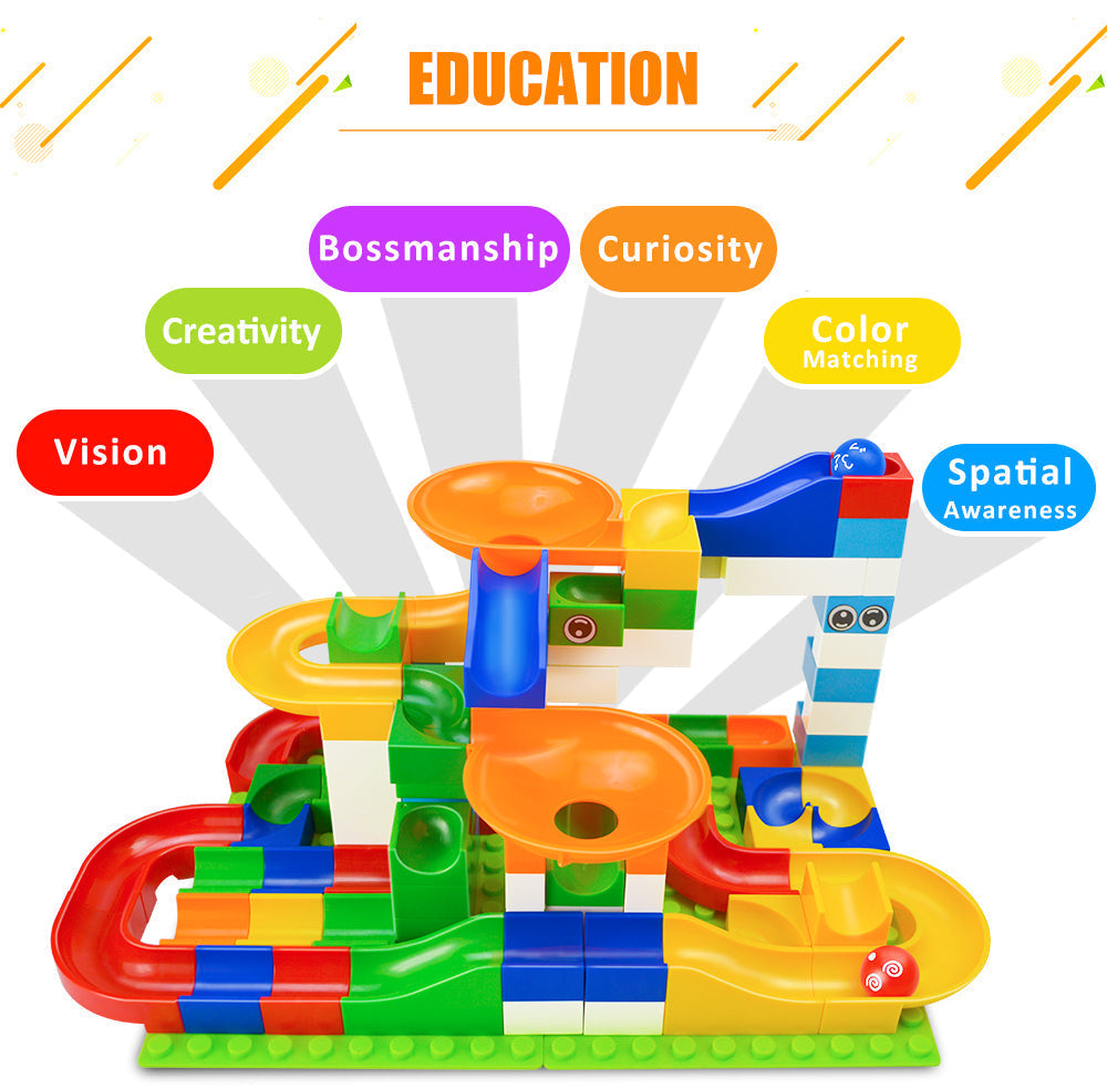 52 Piece Colourful Construction Marble Run Set