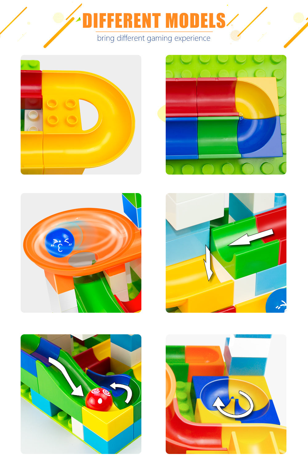 52 Piece Colourful Construction Marble Run Set