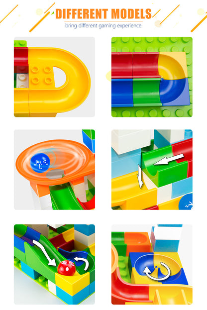 52 Piece Colourful Construction Marble Run Set