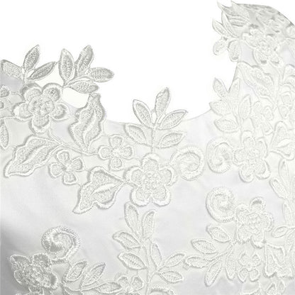 Girls White Lace Tulle Dress (Age 3-14yrs)