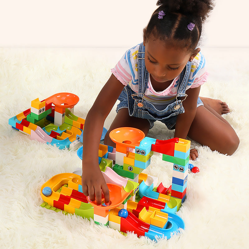 52 Piece Colourful Construction Marble Run Set