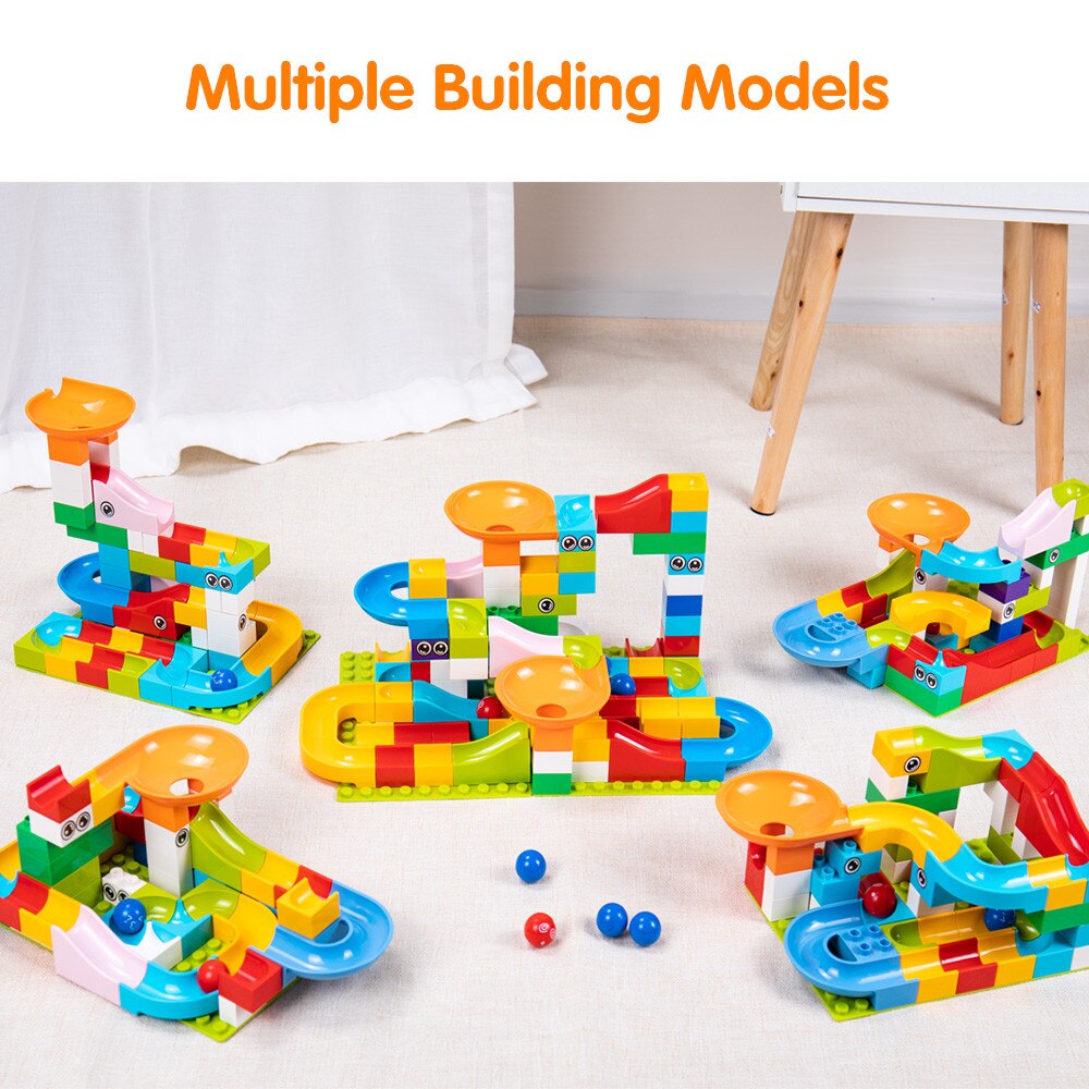 52 Piece Colourful Construction Marble Run Set