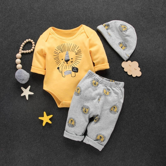 Baby Lion Bodysuit & Trousers Set (Age Newborn - 18M) Yellow