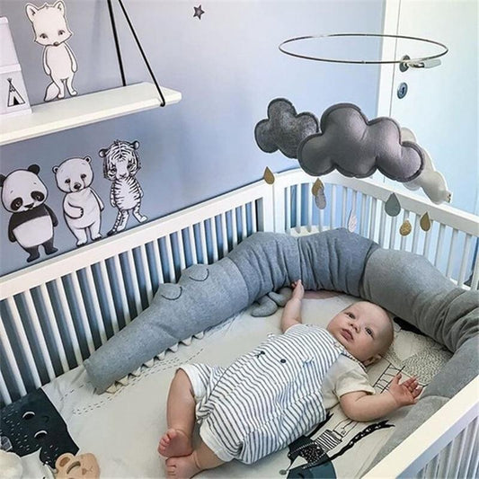 Grey Crocodile Crib & Cot Bumper - 200cm