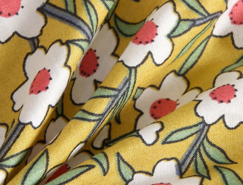 Baby Girls Yellow & Burgundy Floral Print Romper (Age 6M - 24M)