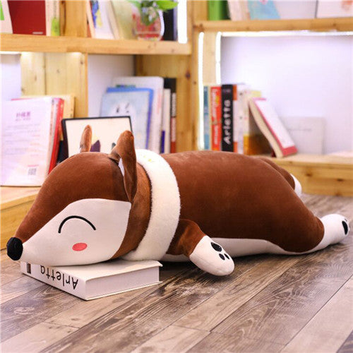 Large Plush Fox Stuffed Pillow Toy 35cm - 90cm Brown