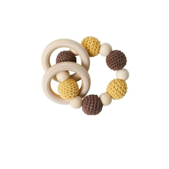 Baby Wooden Animal Teether Ring Rattle Multicolor Giraffe-Rattle