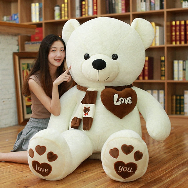Large Plush “Love You” Teddy Bear Gift 60cm - 100cm - Valentines Gift White