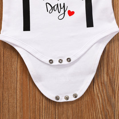 Baby Boys 1st Valentines Bodysuit Trousers & Hat Set (6m-12m)