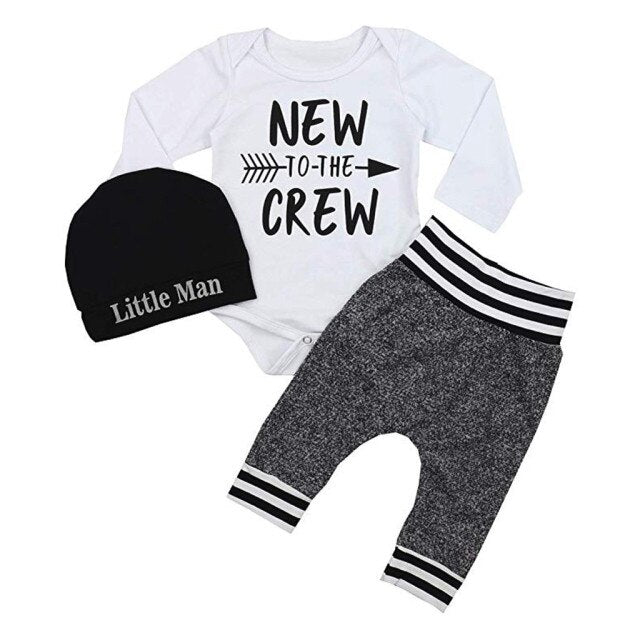 Baby Boys Bodysuit Trousers & Hat Set (Age Newborn - 18M)