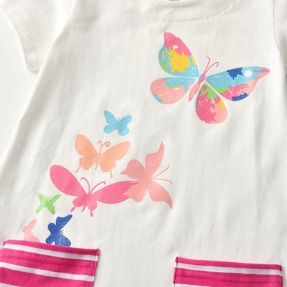 Girls White T-Shirt Dress (Age 3Y-6Y)