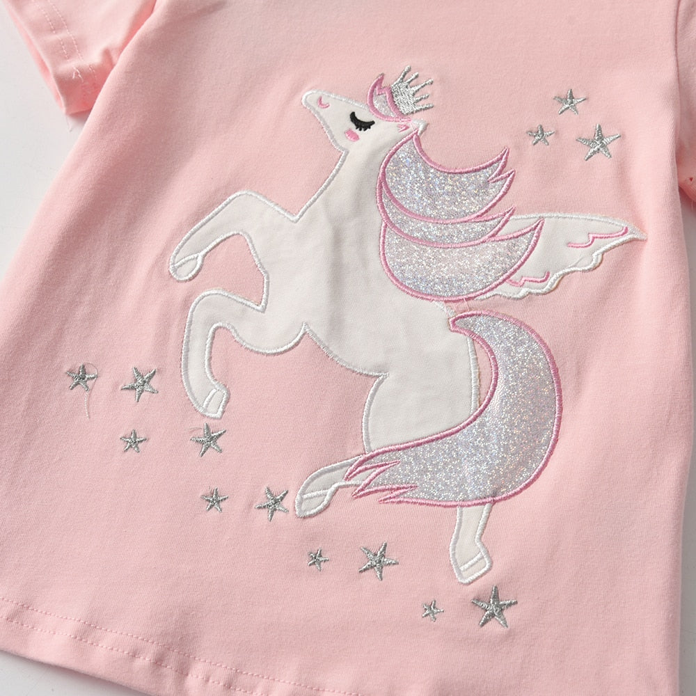 Girls Pink Unicorn T-Shirt (Age 5Y-6Y)
