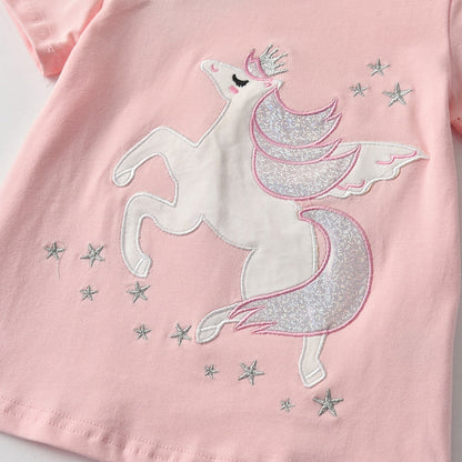 Girls Pink Unicorn T-Shirt (Age 5Y-6Y)