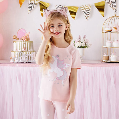 Girls Pink Unicorn T-Shirt (Age 5Y-6Y)
