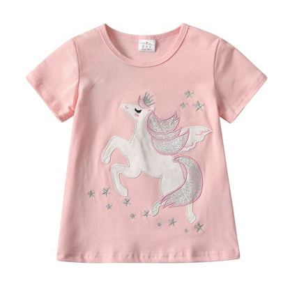 Girls Pink Unicorn T-Shirt (Age 5Y-6Y)